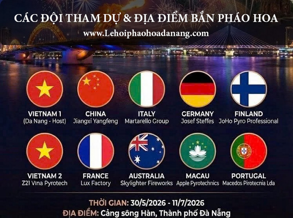 Thời gian tổ chức lễ hội pháo hoa Đà Nẵng 2026